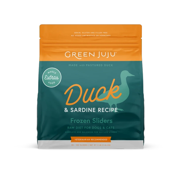 Green Juju Frozen Extras Duck + Sardine 6 lb.
