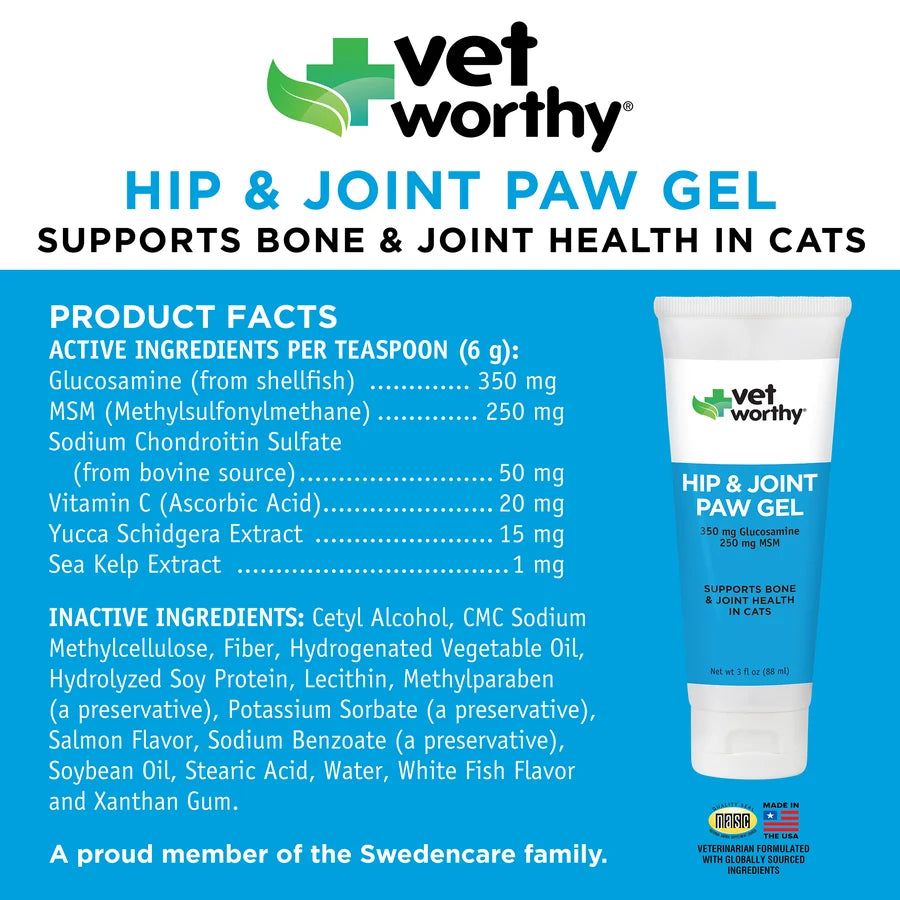 Vet Worthy* Cat Supplement Paw Gel Hip & Joint 3 oz