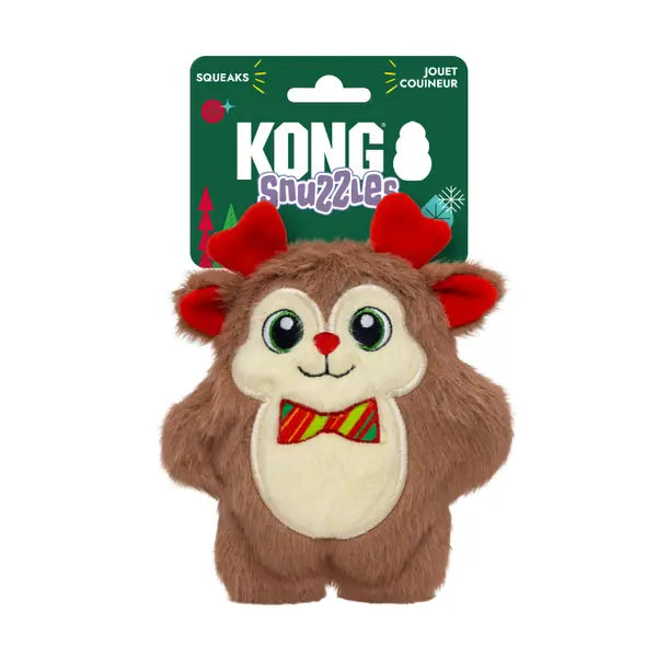 Kong Holiday Dog Toy Snuzzles Reindeer Bow Tie Medium