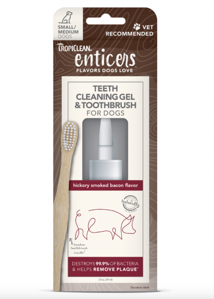 Tropiclean Enticers Dental Gel & Toothbrush Bacon Small