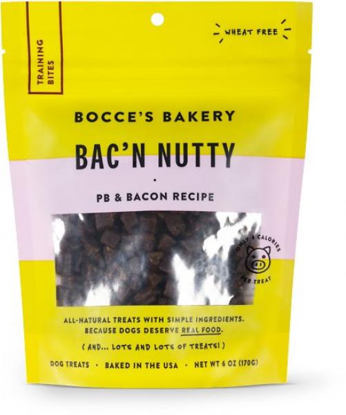 Bocce's* Bakery Everyday Training Bites Bacon Nutty 6 oz Bag