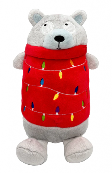 H&K Dog Toy Holiday Power Plush Deck the Bear Small