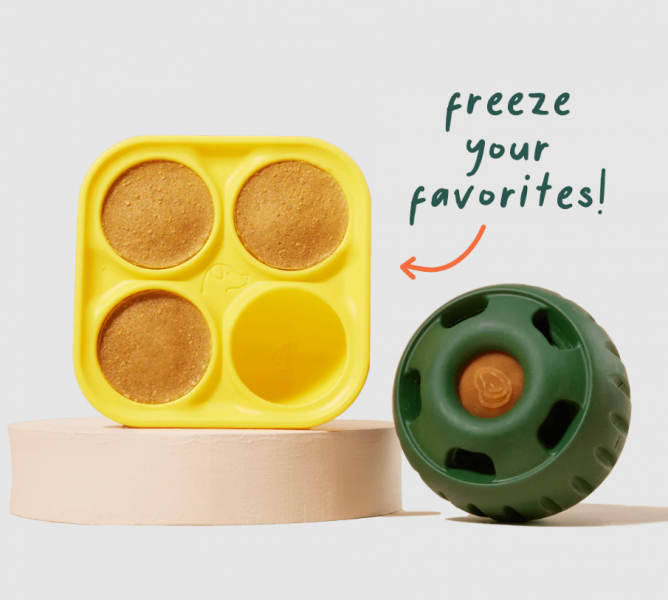 Woof Dog Toy Pupsicle Treat Tray Yellow