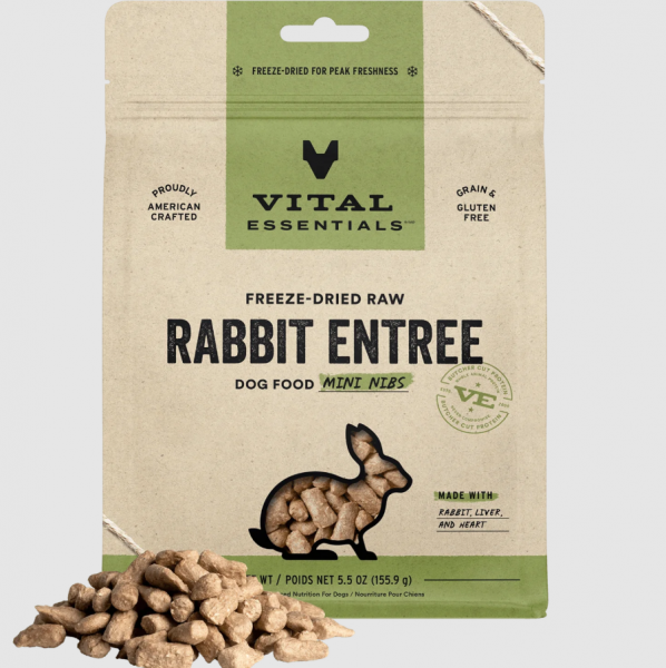 Vital Essentials Dog Food FD Crunchy Nibs Rabbit 5.5 oz