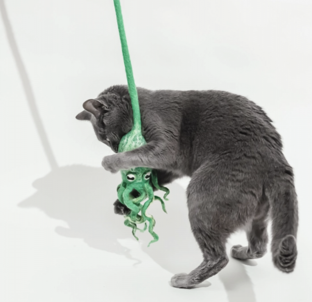 Cat in the Box Ink Floyd Wool Octopus Toy with Tether