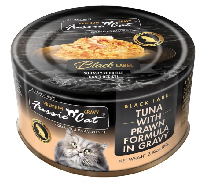Fussie Cat Can GRAVY Tuna Prawn 2.82 oz