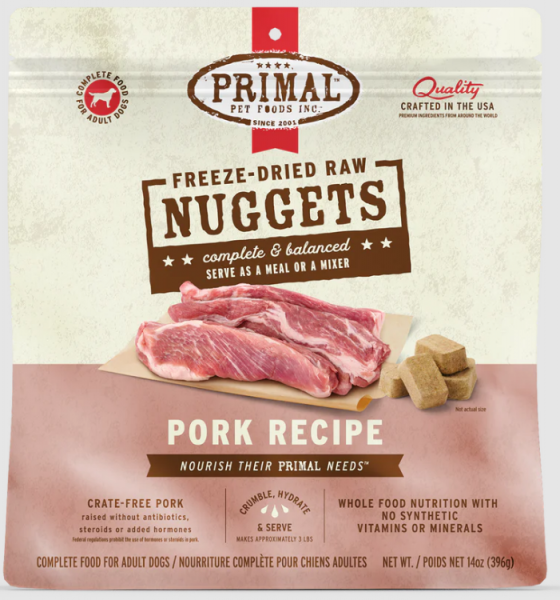 Primal Dog FD Nuggets Pork 14 oz.