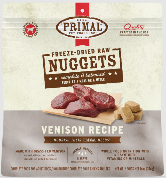 Primal Dog FD Nuggets Venison 14 oz