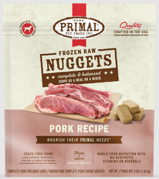 Primal Dog Nugget Pork 3 lb.