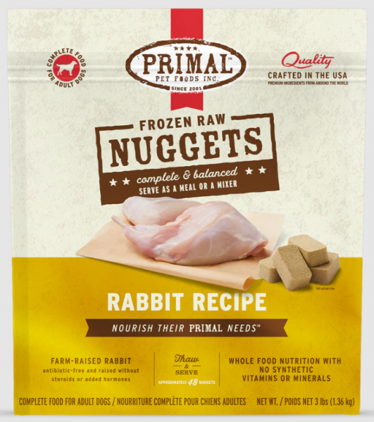 Primal Dog Nugget Rabbit 3 lb.