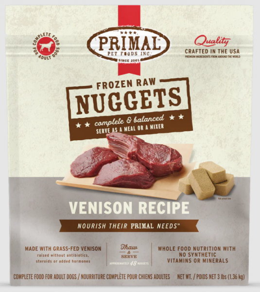 Primal Dog Nugget Venison 3 lb.