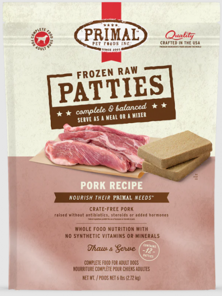 Primal Dog Patties Pork 6lb