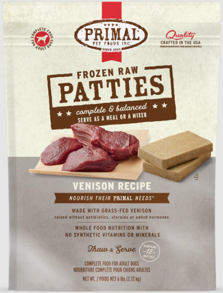 Primal Dog Patties Venison 6 lb.