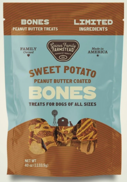 Gaines Family Sweet Potato Bones Peanut Butter Coated 8 oz.