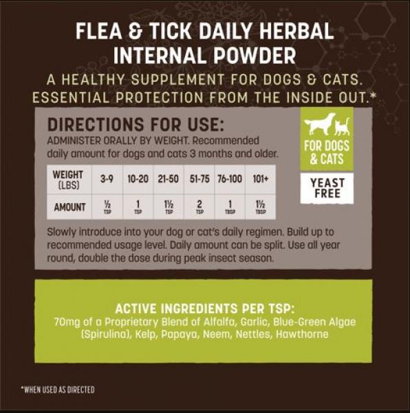 Earth Animal Flea and Tick Internal Powder Yeast Free 8 oz.