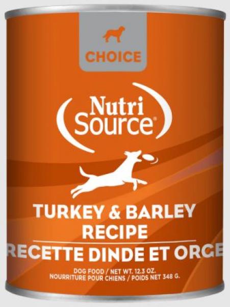 Nutrisource Choice Dog Can Turkey & Barley 12.3 oz.