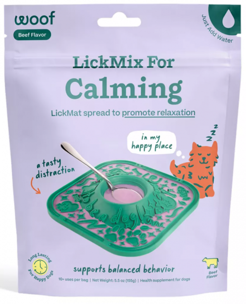 Woof Dog Treat Lick Mat Lickmix Calming 5.5 oz