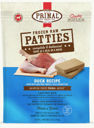 Primal Dog Patties Duck, Turkey, & Fish 6 lb.