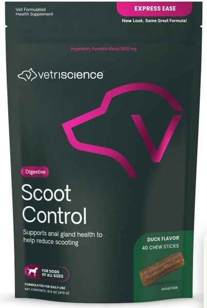 Vetri Science* Dog Supplement Scoot Control Stick Duck 40 ct