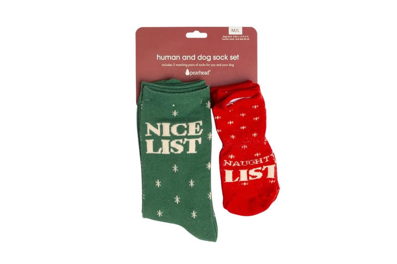 Pearhead Human and Dog Sock Set Naughty/Nice List