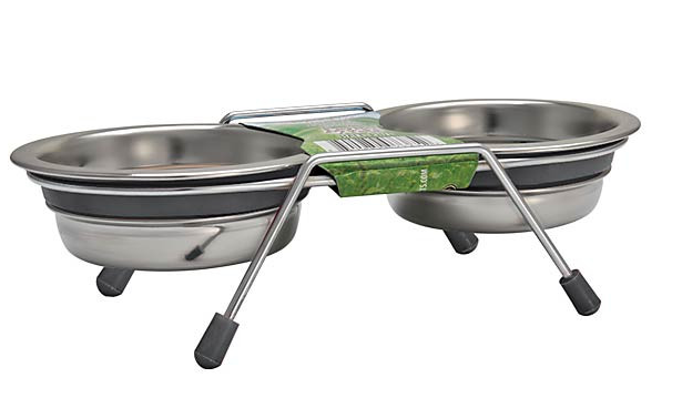 Indipets Stoneware Wire Frame Double Diner Gray 10 oz