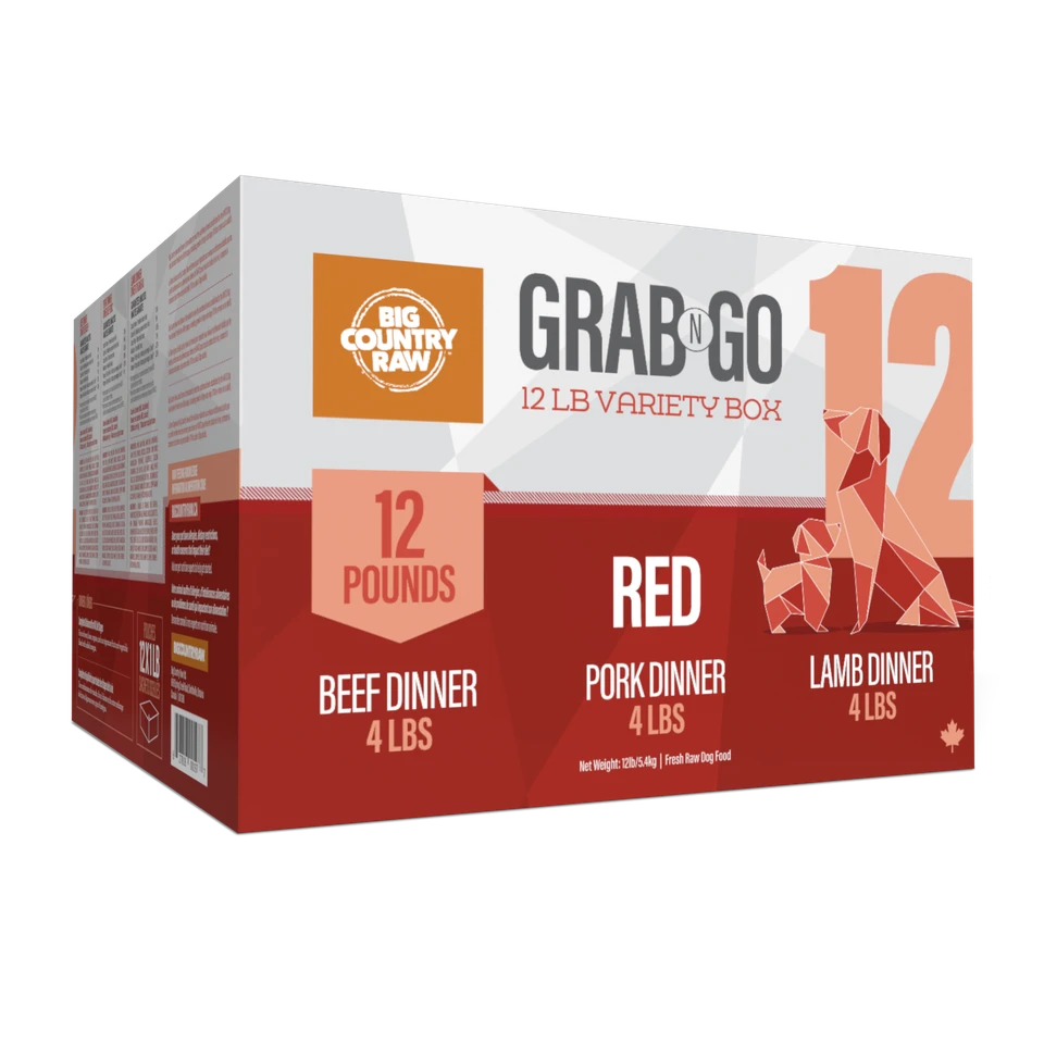 Big Country Raw Dog Frozen Variety Red Deal 12 lb (4#B, 4#P, 4#L)