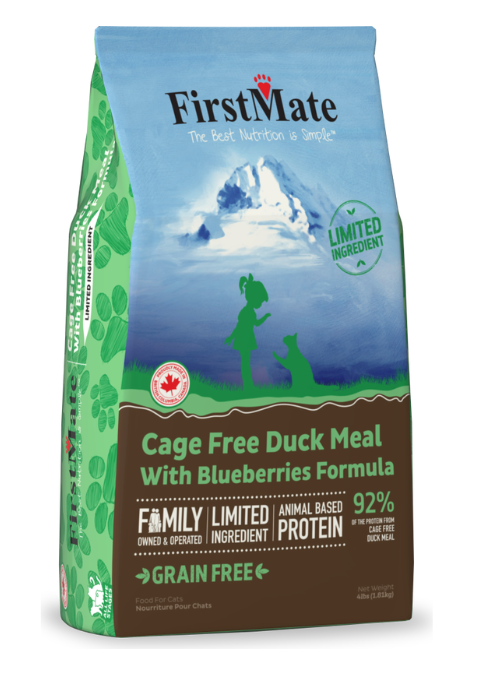 FirstMate Cat Dry GF LID Cage Free Duck w/ Blueberries 1 lb.