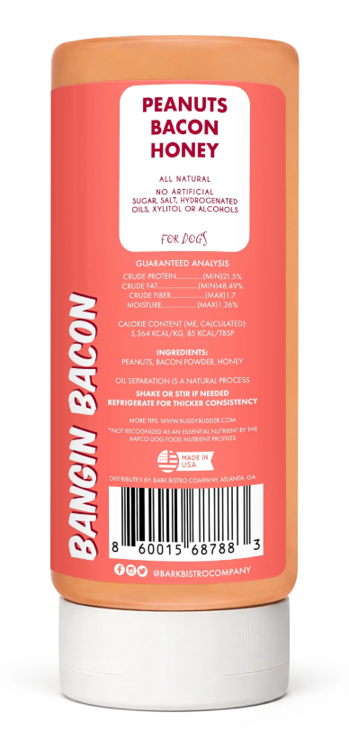 Bark Bistro Buddy Budder Bacon Squeeze Bottle 14 oz