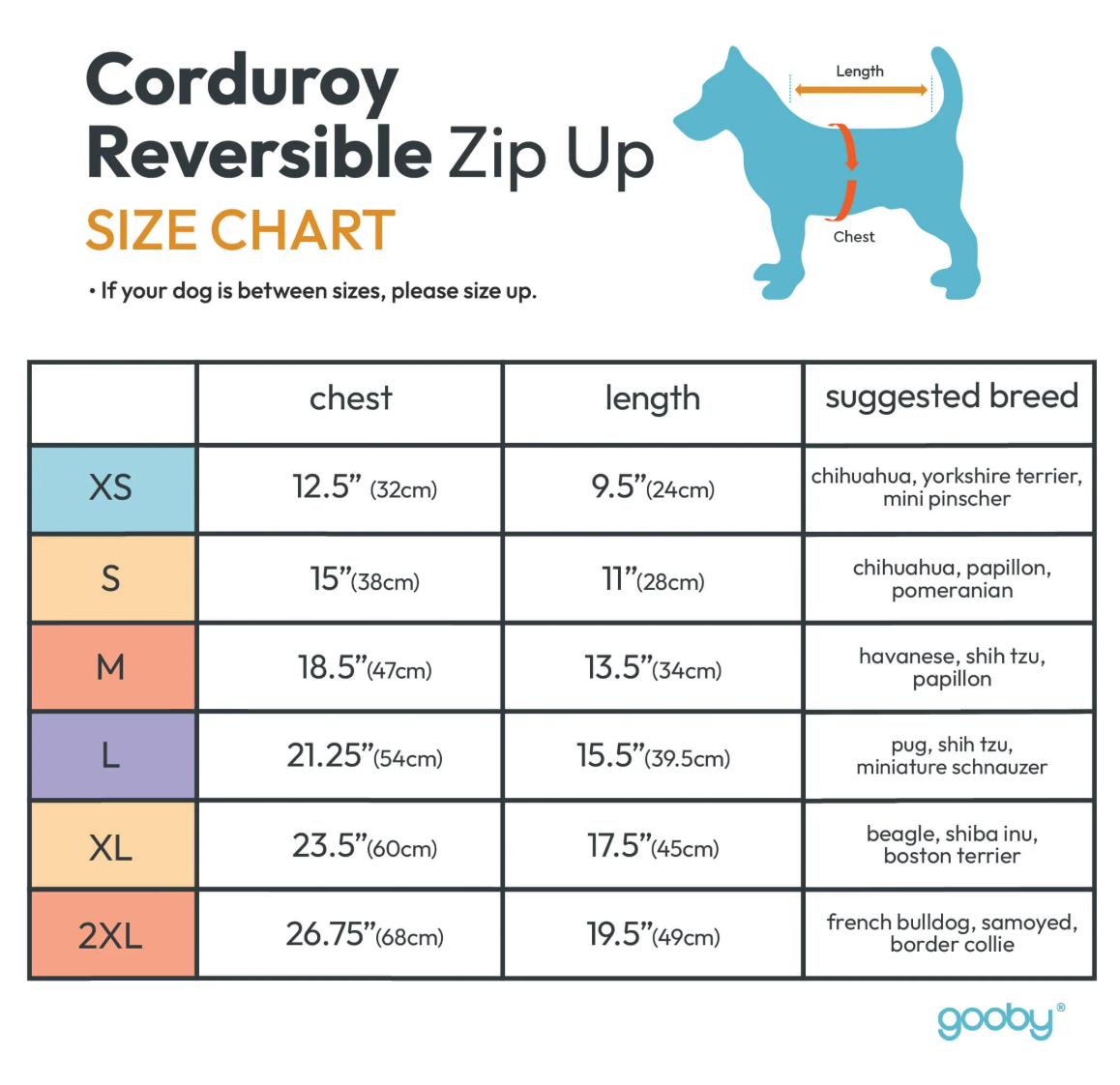 Gooby Corduroy Reversible Zip Up Fleece
