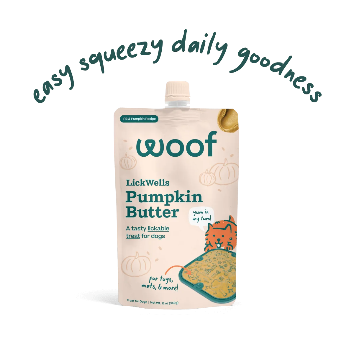 Woof* Dog Treat Lickwells PB Pumpkin Butter 12 oz