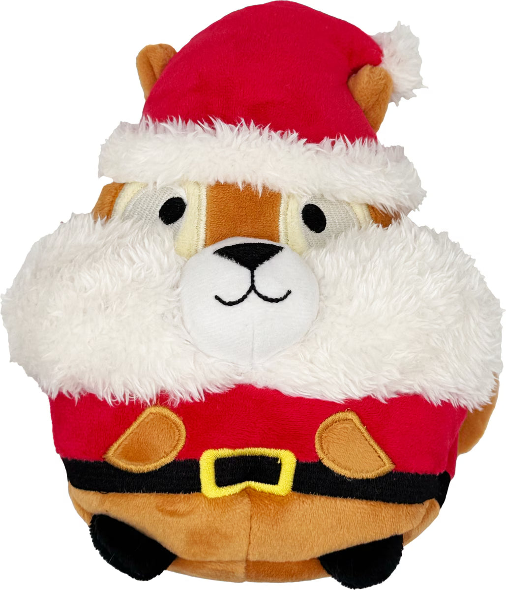 H&K Holiday Dog Toy Pudgies Santa Squirrel