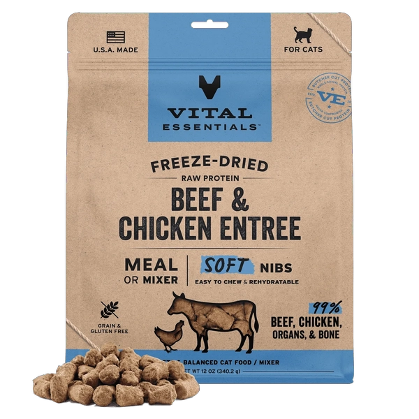 Vital Essentials Cat Food FD Soft Nibs Beef & Chicken 12 oz