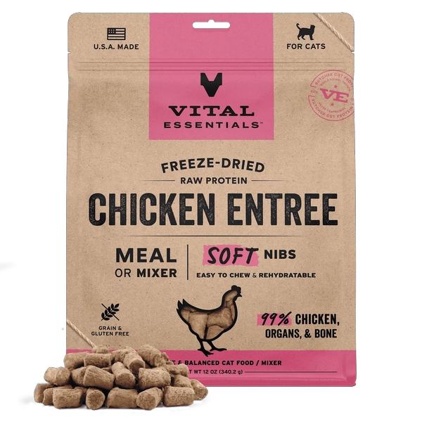 Vital Essentials Cat Food FD Soft Nibs Chicken 12 oz