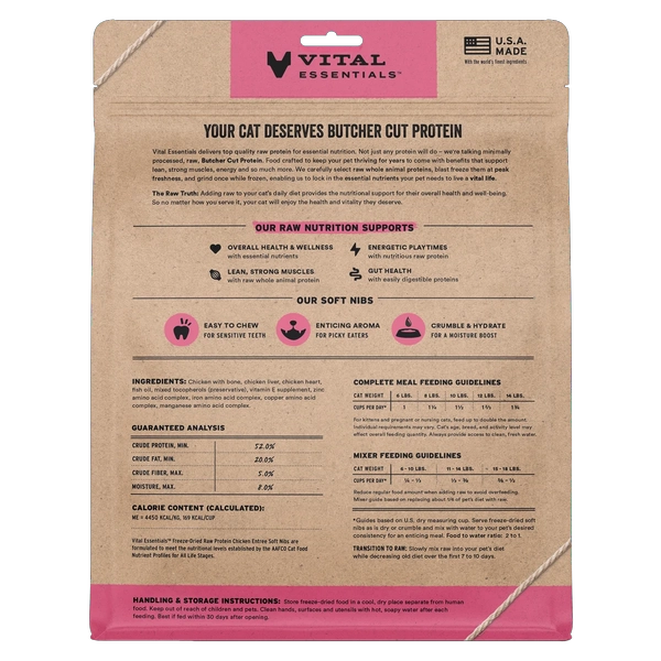 Vital Essentials Cat Food FD Soft Nibs Chicken 12 oz