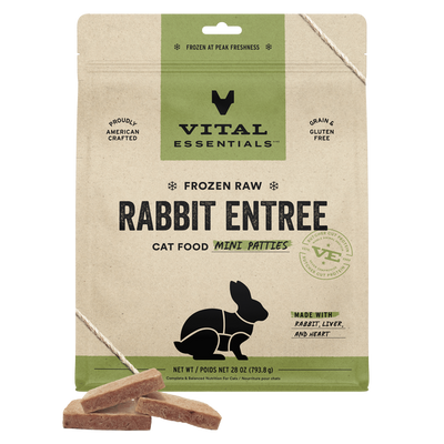Vital Essentials Cat Frozen Rabbit Mini Patties Entree 28 oz.