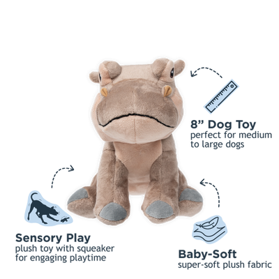 Tall Tails Dog Toy Plush Hippo 8"