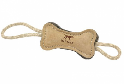 Tall Tails* Toy Leather & Wool Bone Tug 12"