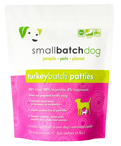 Small Batch Frozen Dog Patties Turkey 6 lb.