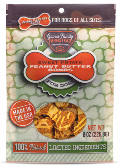 Gaines Family Sweet Potato Bones Peanut Butter Coated 8 oz.