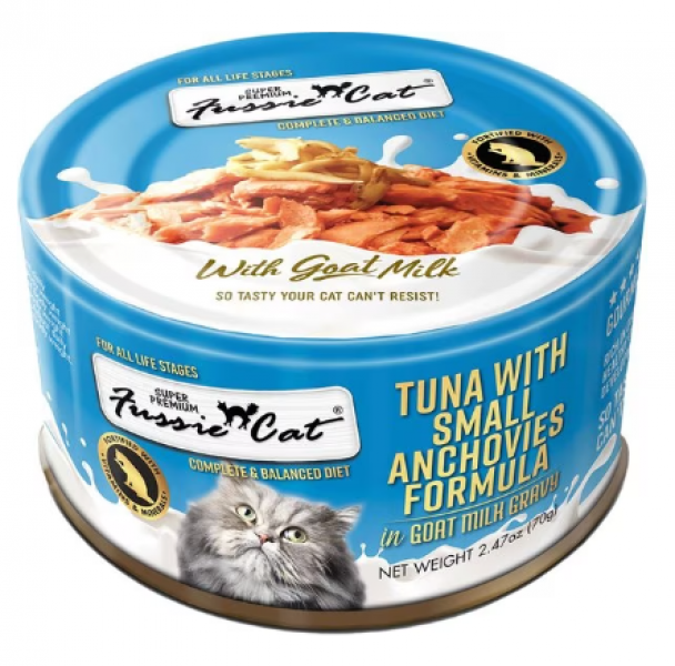 Fussie Cat Can Goat Milk Tuna Small Anchovies 2.47 oz