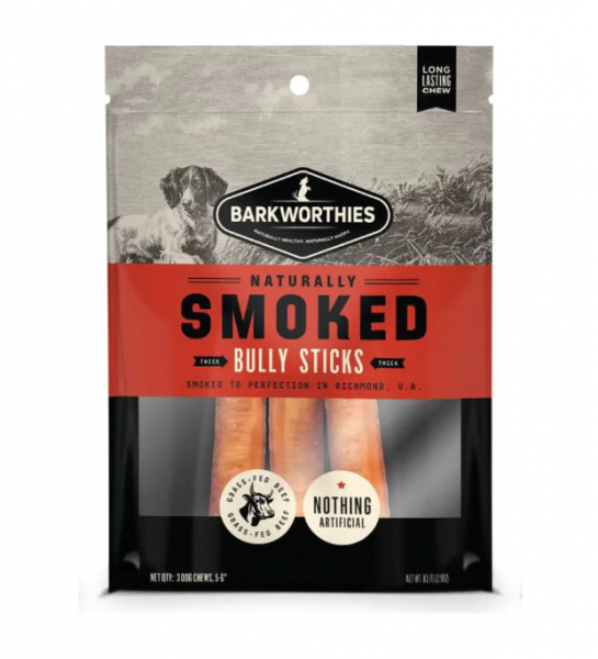 Barkworthies Smoked Bully Stick Thick 6" 3 pk