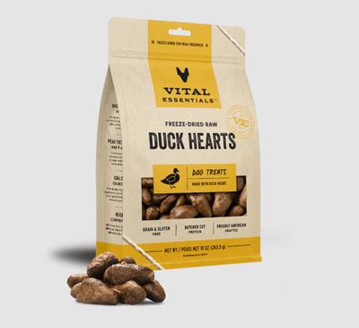 Vital Essentials Dog Treat FD Duck Hearts 10 oz.