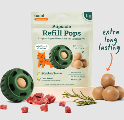 Woof Dog Treat Beef Refill Pops Small 6 oz