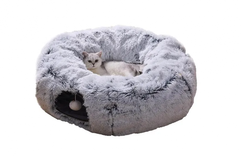 PetPals Fluffy 2-in-1 Cat Tunnel with Cat Bed