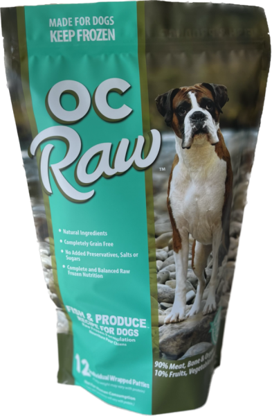 OC Raw Dog Frozen Food Fish & Produce Patty Bag 6 lb