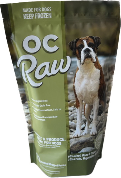 OC Raw Dog Frozen Food Turkey & Produce Patty Bag 6 lb