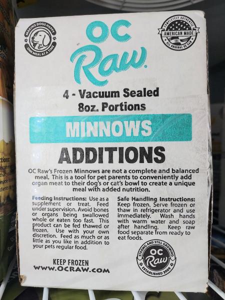 OC Raw Frozen Minnows 1/2 lb Pouch