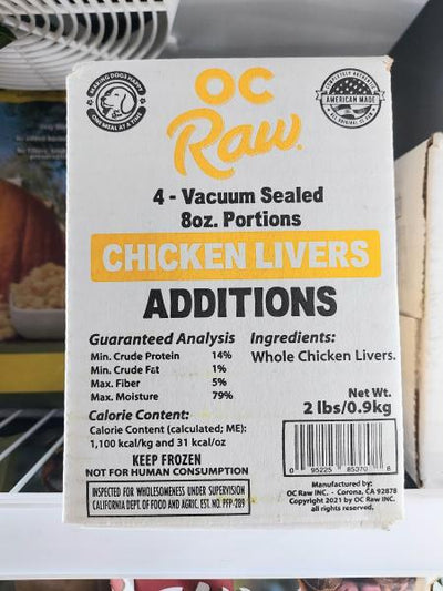 OC Raw Frozen Chicken Liver 1/2 lb Pouch