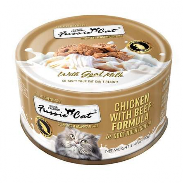 Fussie Cat Can Goat Milk Chicken and Beef 2.47 oz