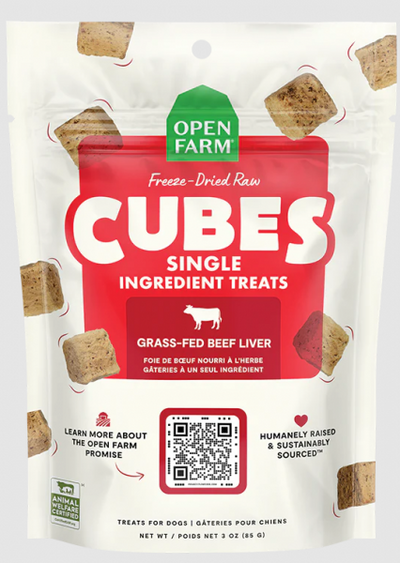 Open Farm Dog Treat FD Raw Beef Liver Cubes 3 oz